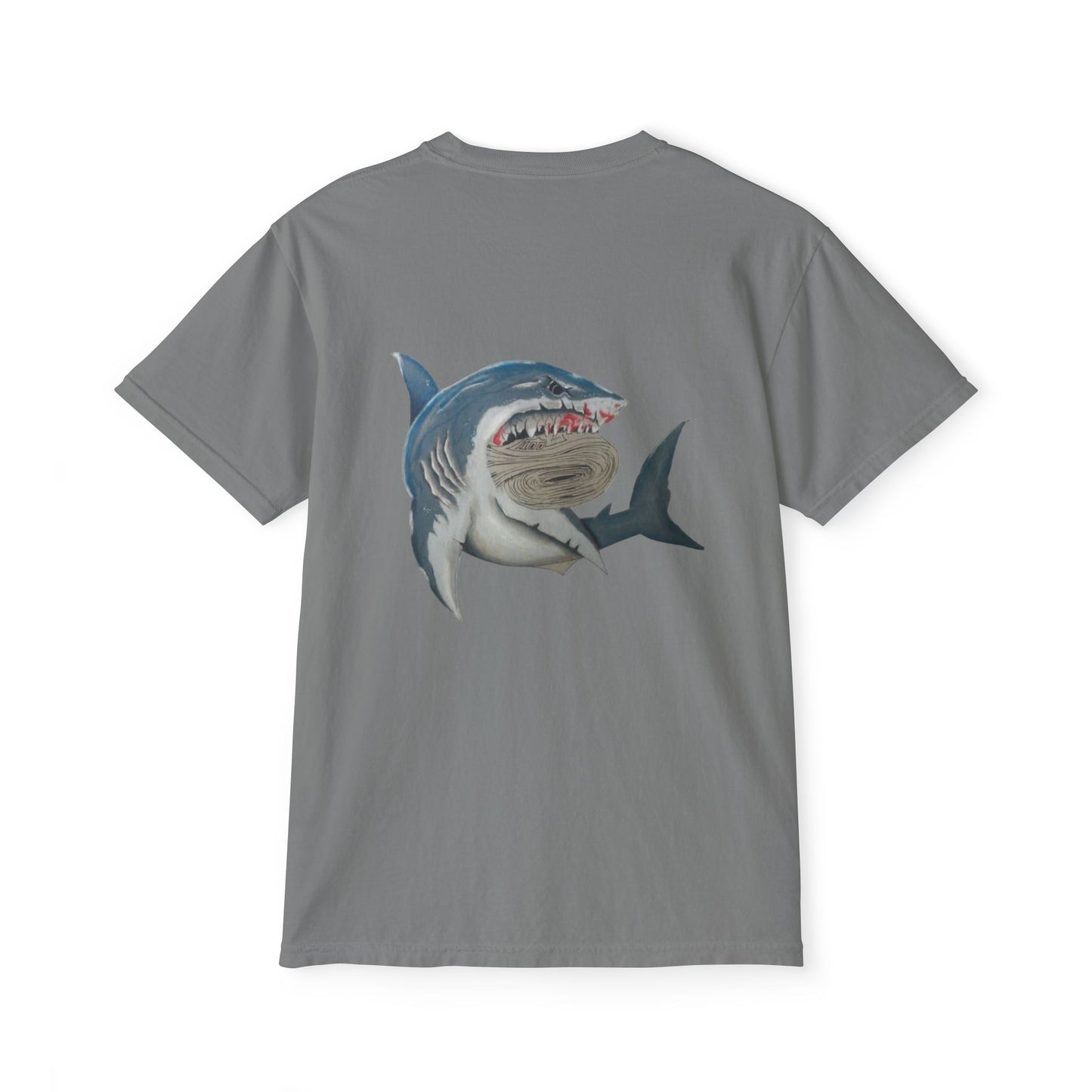 Shark Graphic Pocket Tee, Unisex T-Shirt, Summer Style, Beachwear, Casual Outfit, Gift for Ocean Lovers