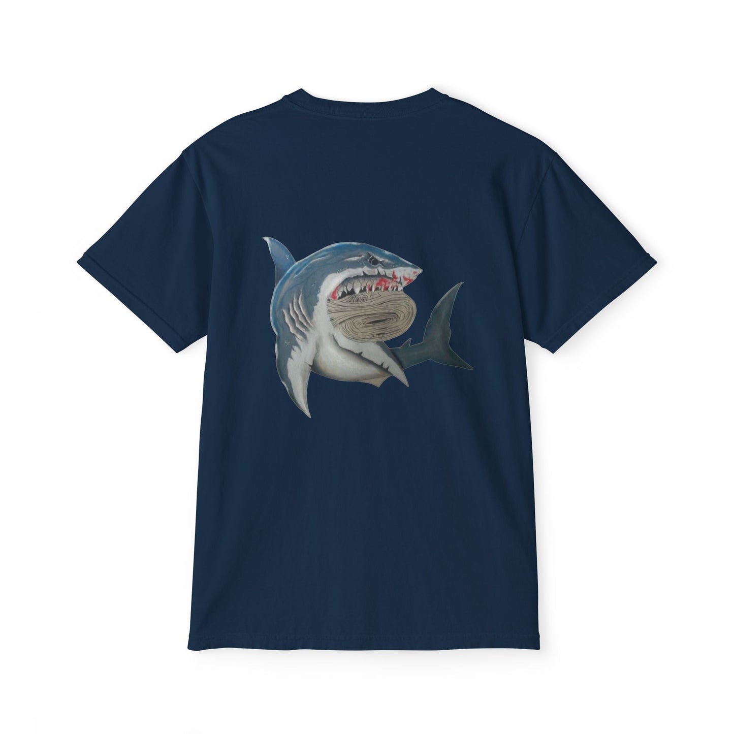 Shark Graphic Pocket Tee, Unisex T-Shirt, Summer Style, Beachwear, Casual Outfit, Gift for Ocean Lovers