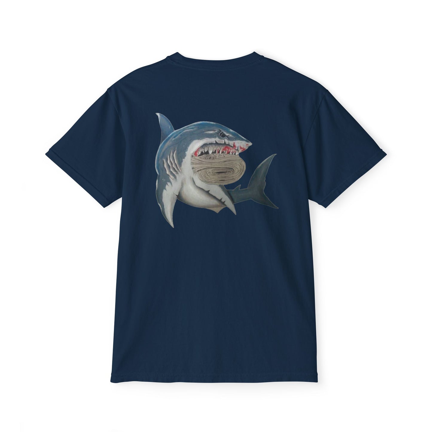 Ocean Adventure Shark Pocket T-Shirt, Men's Graphic Tee, Gift for Beach Lovers, Summer Casual Wear, Shark Design Apparel
