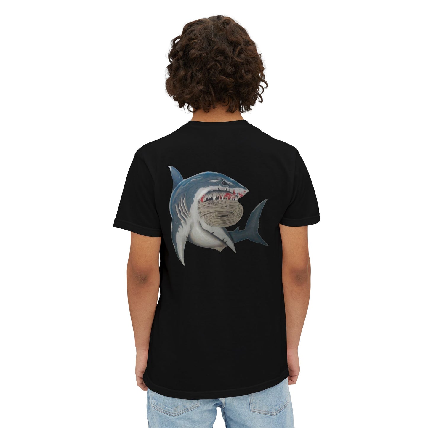 Ocean Adventure Shark Pocket T-Shirt, Men's Graphic Tee, Gift for Beach Lovers, Summer Casual Wear, Shark Design Apparel