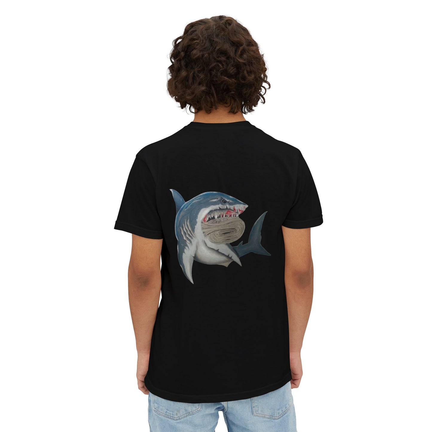 Shark Graphic Pocket Tee, Unisex T-Shirt, Summer Style, Beachwear, Casual Outfit, Gift for Ocean Lovers
