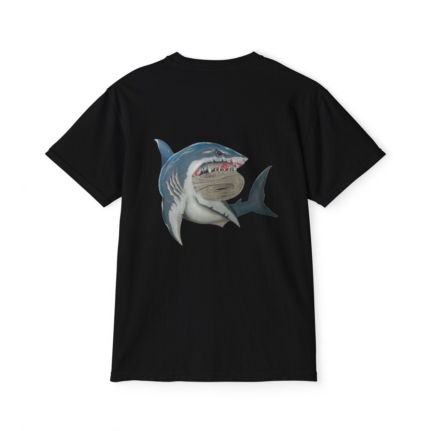 Shark Graphic Pocket Tee, Unisex T-Shirt, Summer Style, Beachwear, Casual Outfit, Gift for Ocean Lovers