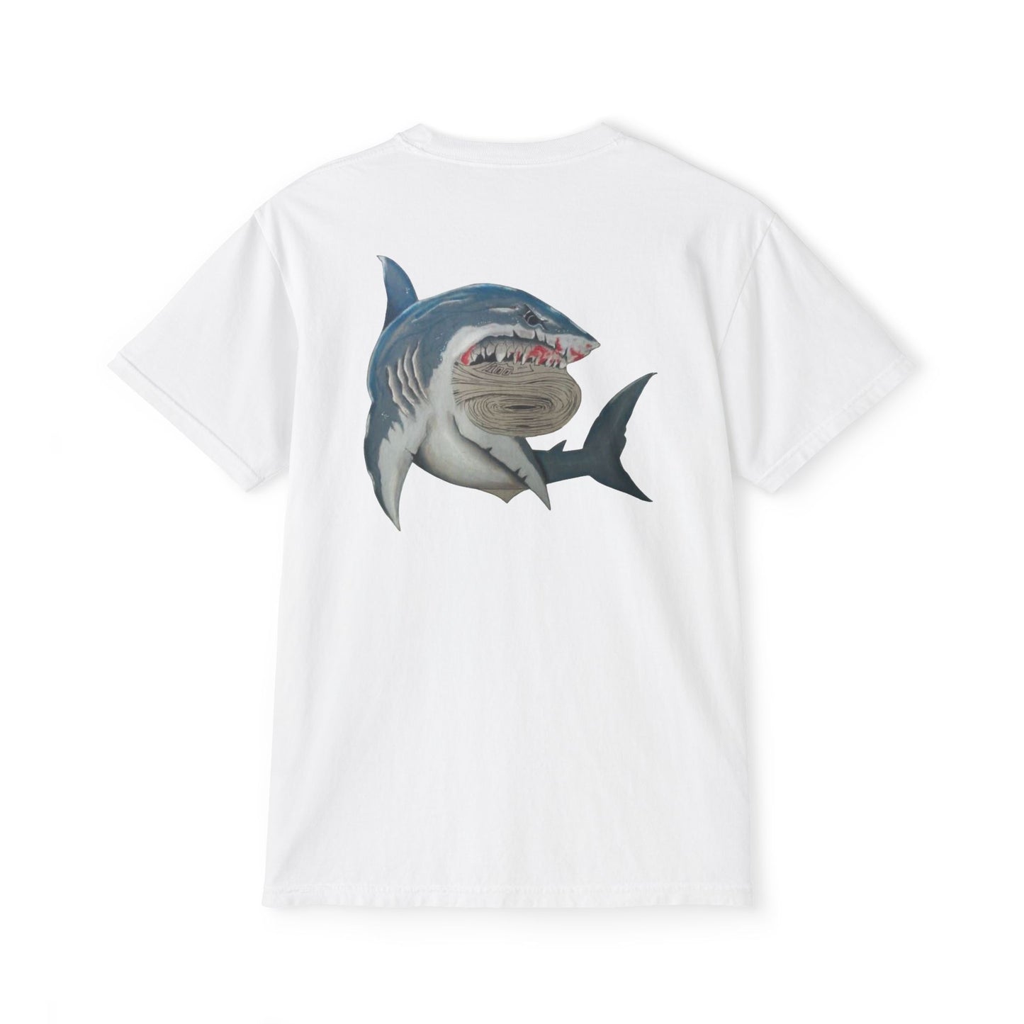 Shark Graphic Pocket Tee, Unisex T-Shirt, Summer Style, Beachwear, Casual Outfit, Gift for Ocean Lovers