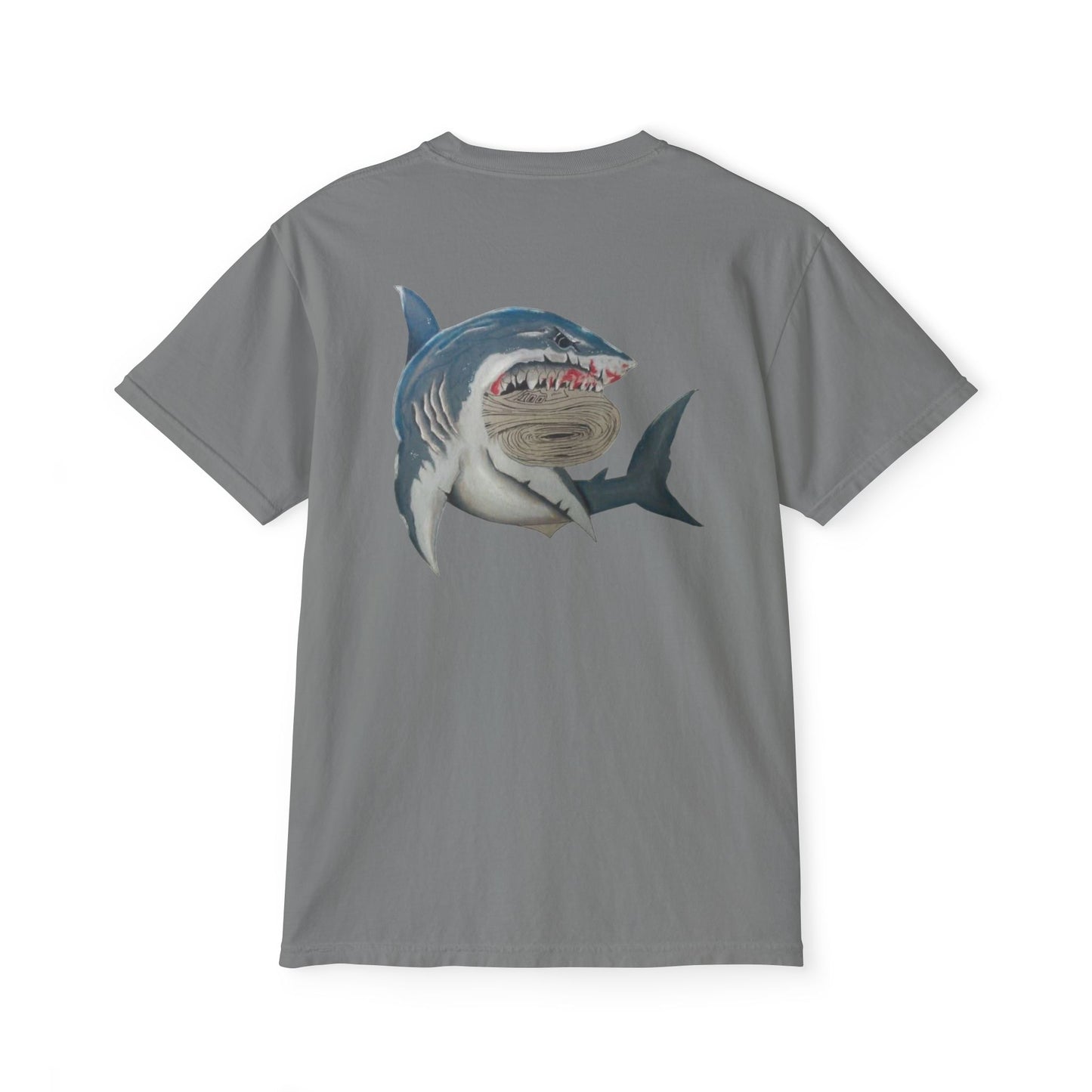 Ocean Adventure Shark Pocket T-Shirt, Men's Graphic Tee, Gift for Beach Lovers, Summer Casual Wear, Shark Design Apparel