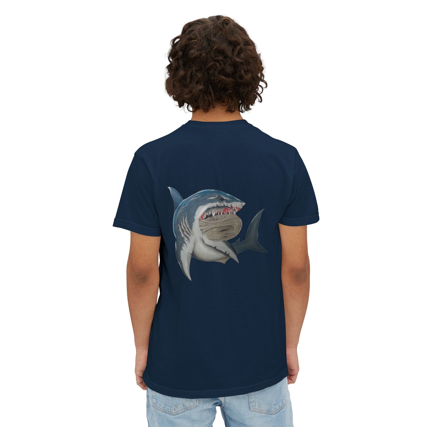 Shark Graphic Pocket Tee, Unisex T-Shirt, Summer Style, Beachwear, Casual Outfit, Gift for Ocean Lovers
