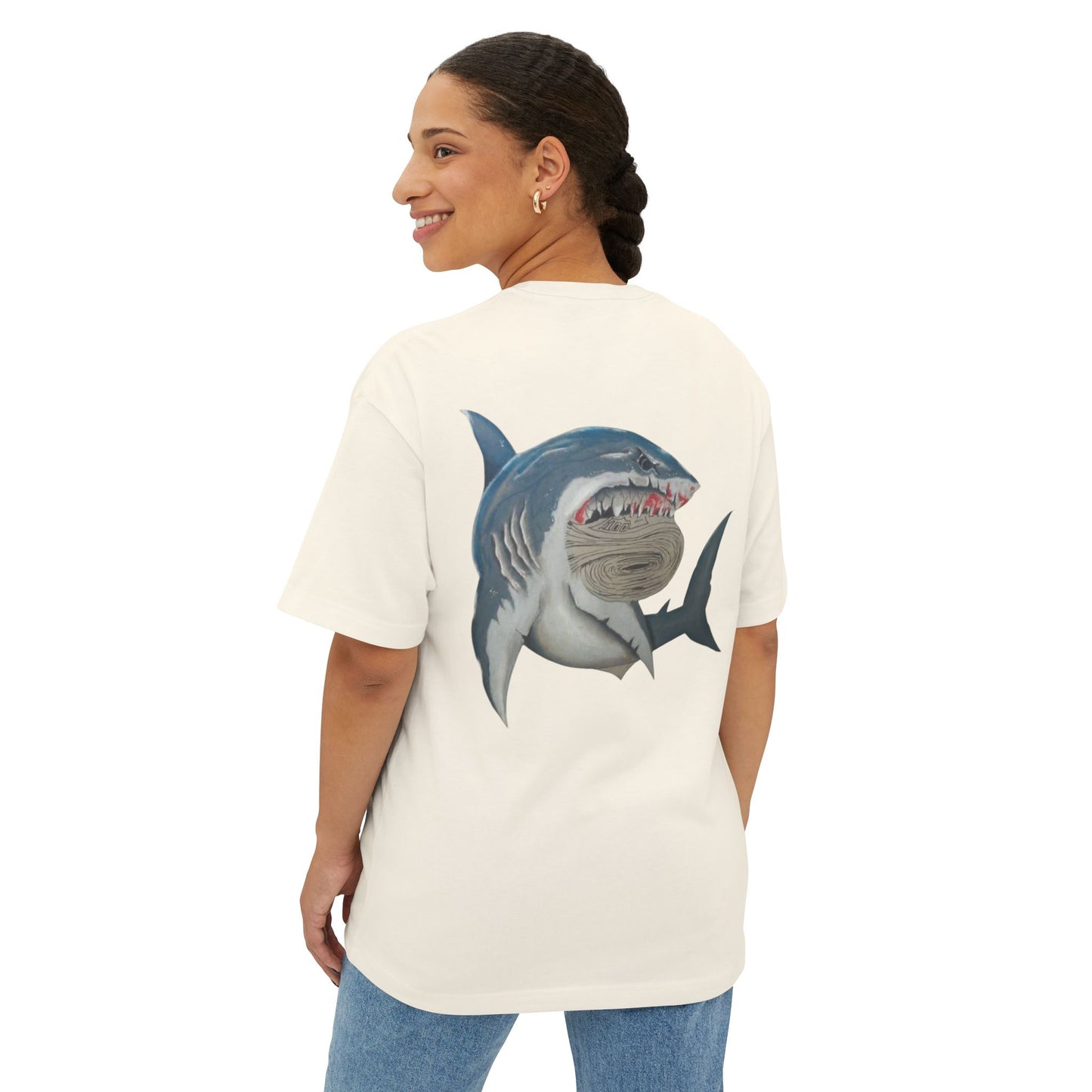 Cosa Nuestra Shark Unisex Oversized Tee, Funny Beach Shirt, Graphic Summer Top, Trendy Casual Wear, Perfect Gift for Ocean Lovers