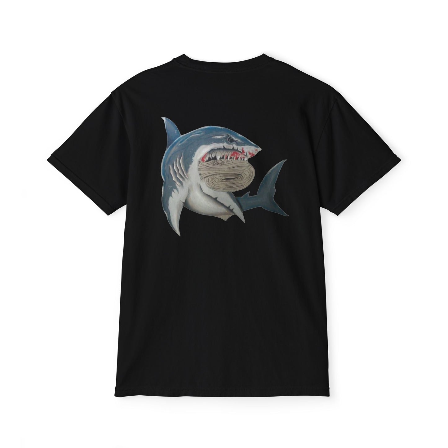 Ocean Adventure Shark Pocket T-Shirt, Men's Graphic Tee, Gift for Beach Lovers, Summer Casual Wear, Shark Design Apparel