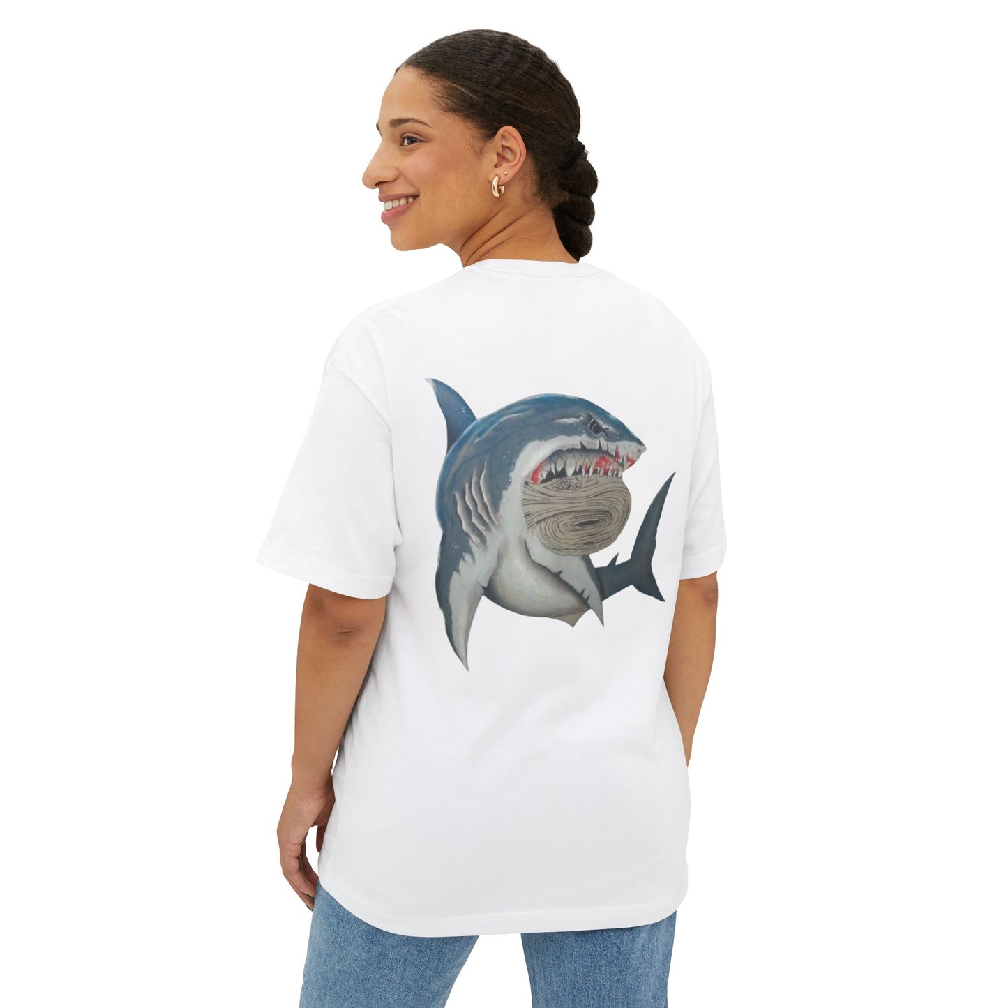 Cosa Nuestra Shark Unisex Oversized Tee, Funny Beach Shirt, Graphic Summer Top, Trendy Casual Wear, Perfect Gift for Ocean Lovers