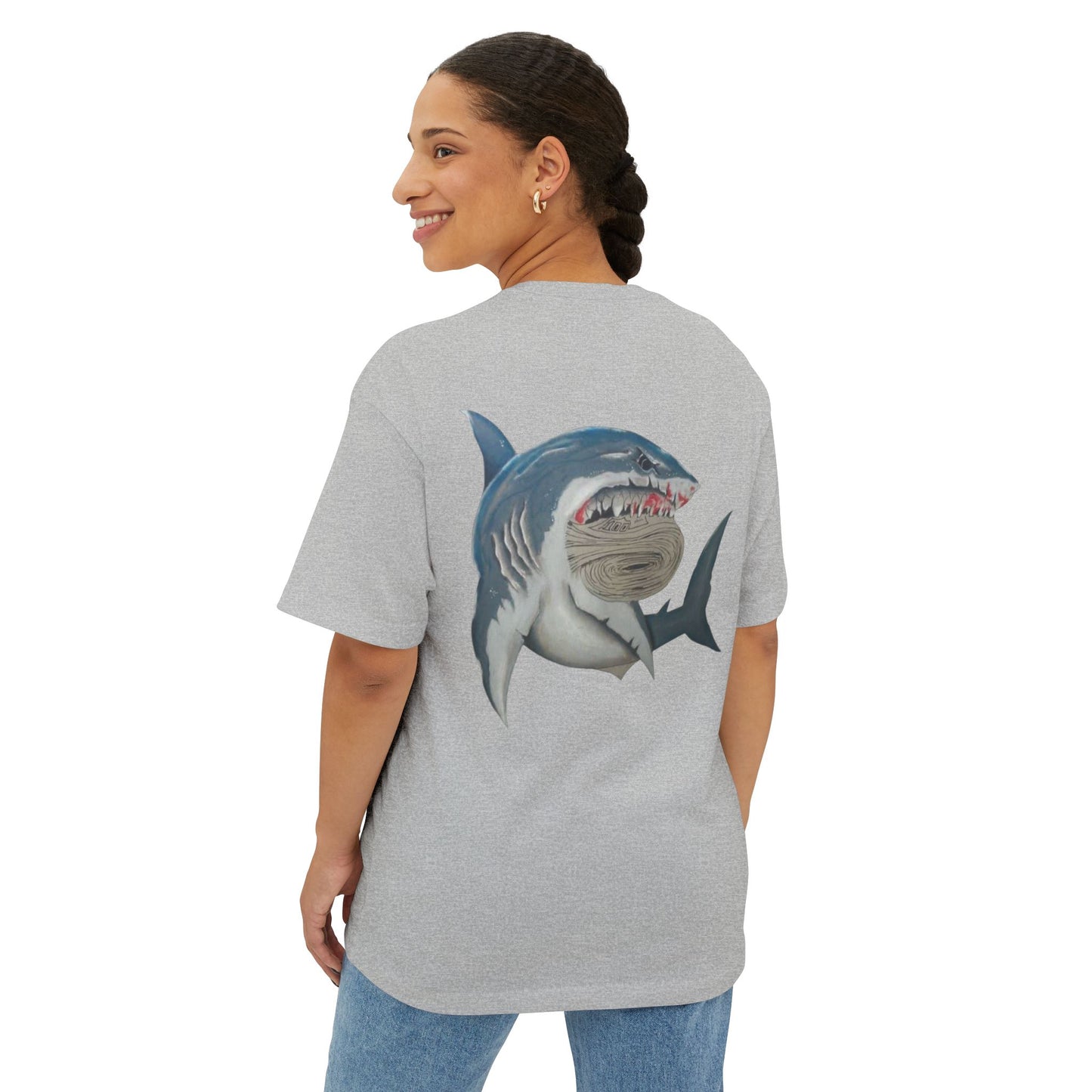 Cosa Nuestra Shark Unisex Oversized Tee, Funny Beach Shirt, Graphic Summer Top, Trendy Casual Wear, Perfect Gift for Ocean Lovers