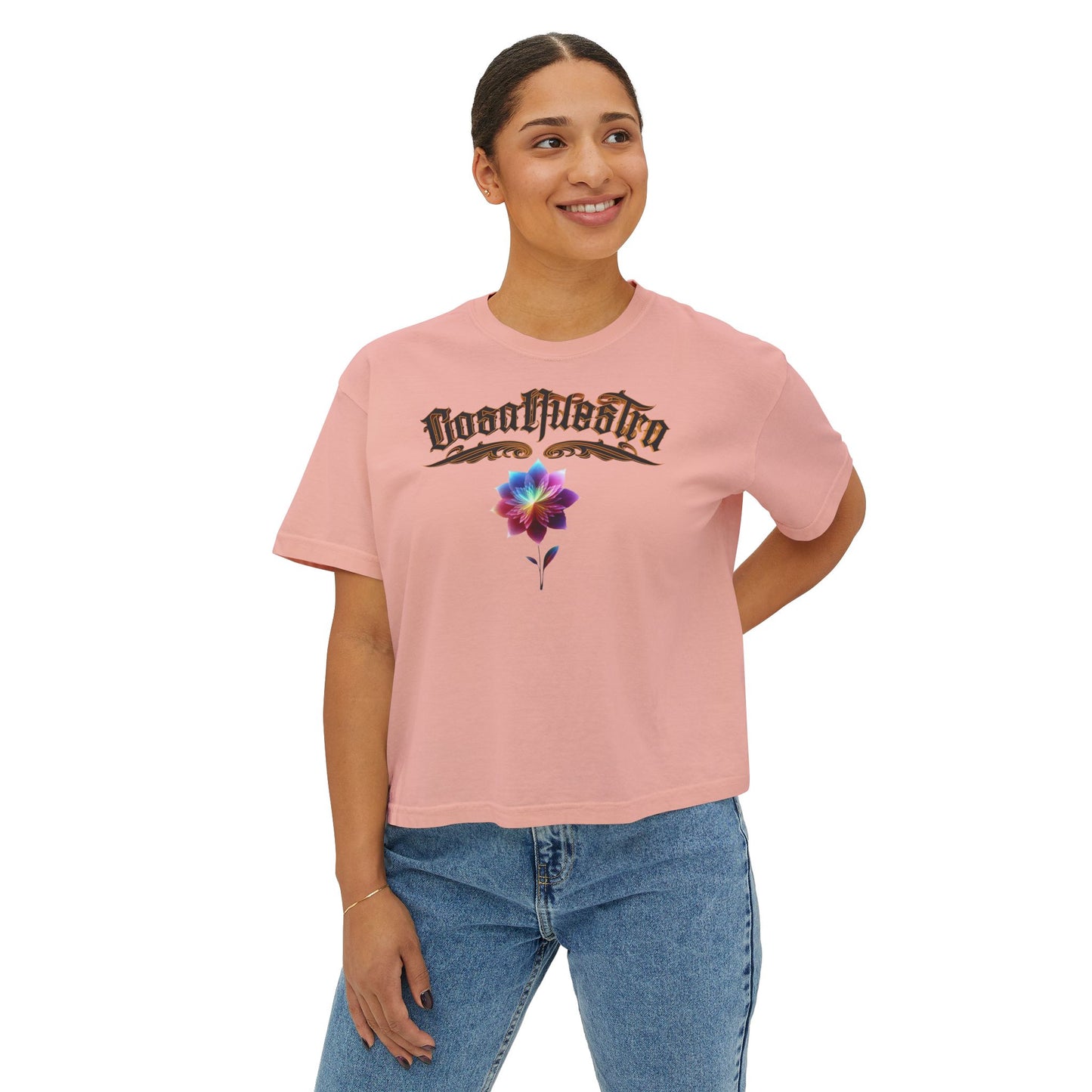 Cosa Nuestra Women's Boxy Tee, Casual Top, Summer Shirt, Graphic Tee, Gift for Her, Festival Clothes, Relaxed Fit Tee