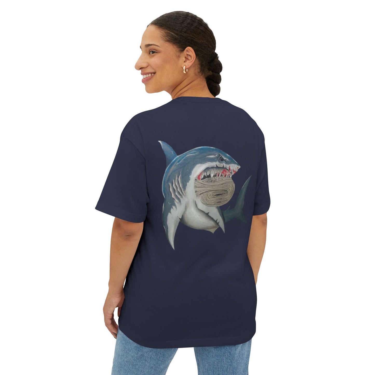 Cosa Nuestra Shark Unisex Oversized Tee, Funny Beach Shirt, Graphic Summer Top, Trendy Casual Wear, Perfect Gift for Ocean Lovers