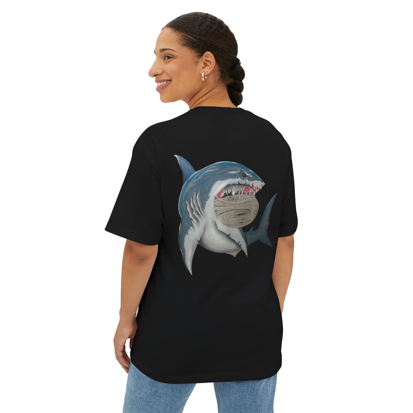 Cosa Nuestra Shark Unisex Oversized Tee, Funny Beach Shirt, Graphic Summer Top, Trendy Casual Wear, Perfect Gift for Ocean Lovers