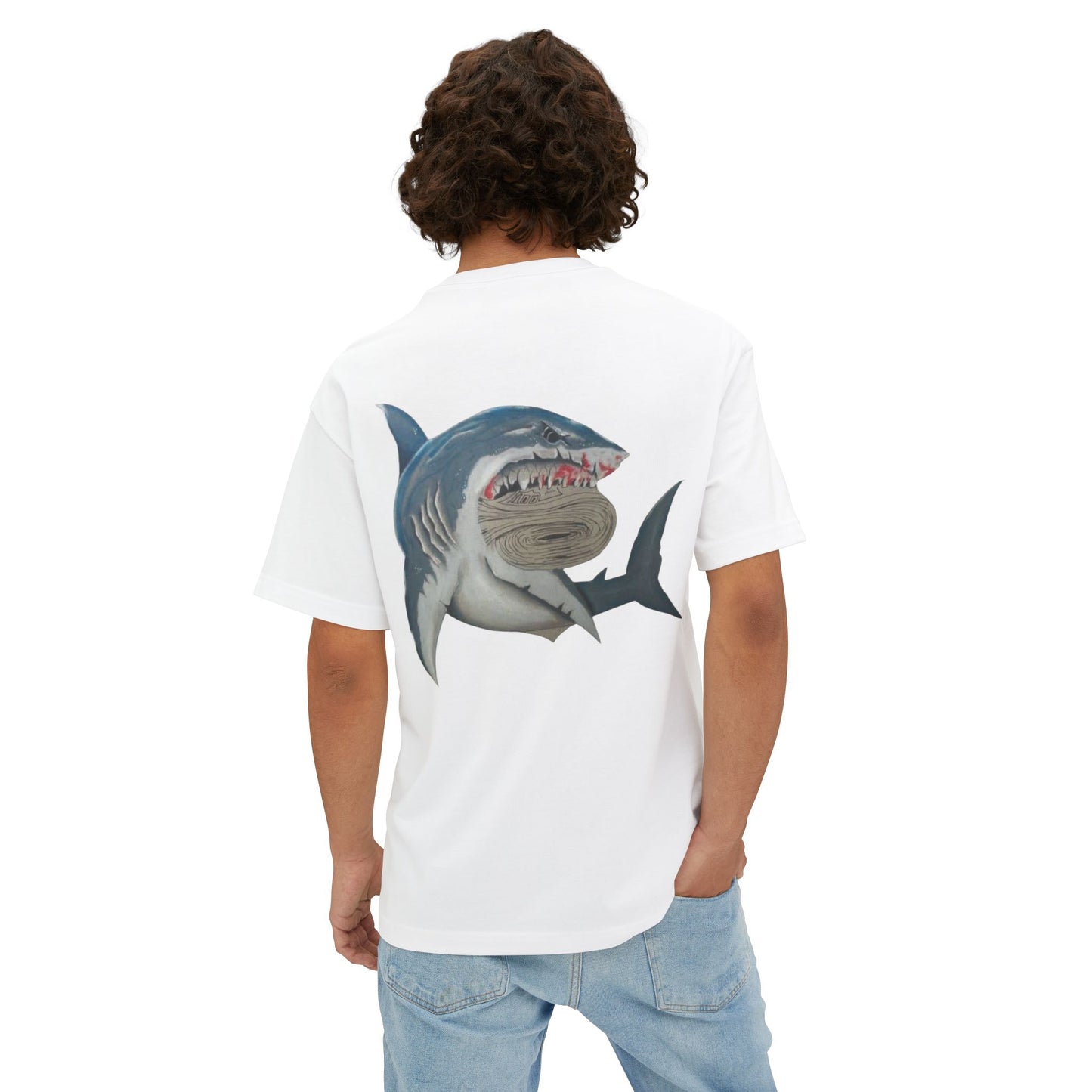 Cosa Nuestra Shark Unisex Oversized Tee, Funny Beach Shirt, Graphic Summer Top, Trendy Casual Wear, Perfect Gift for Ocean Lovers