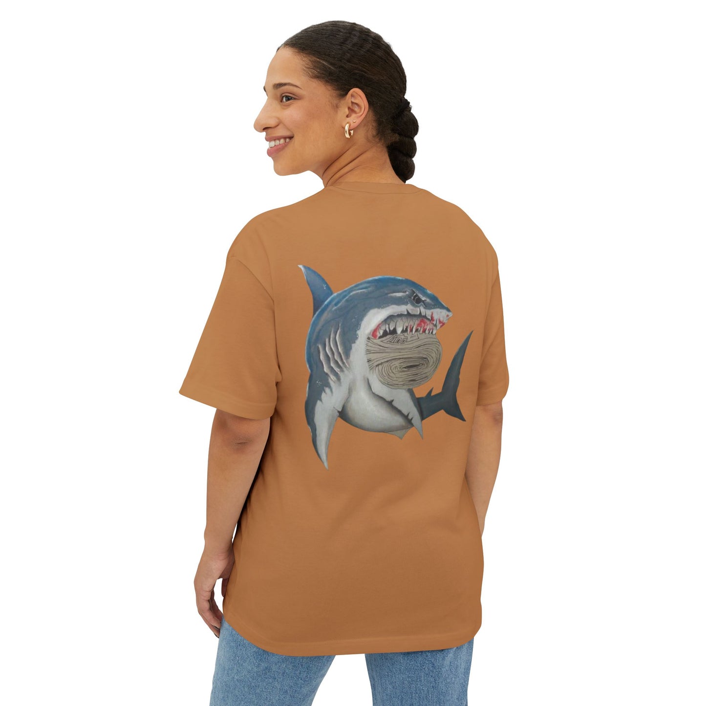 Cosa Nuestra Shark Unisex Oversized Tee, Funny Beach Shirt, Graphic Summer Top, Trendy Casual Wear, Perfect Gift for Ocean Lovers