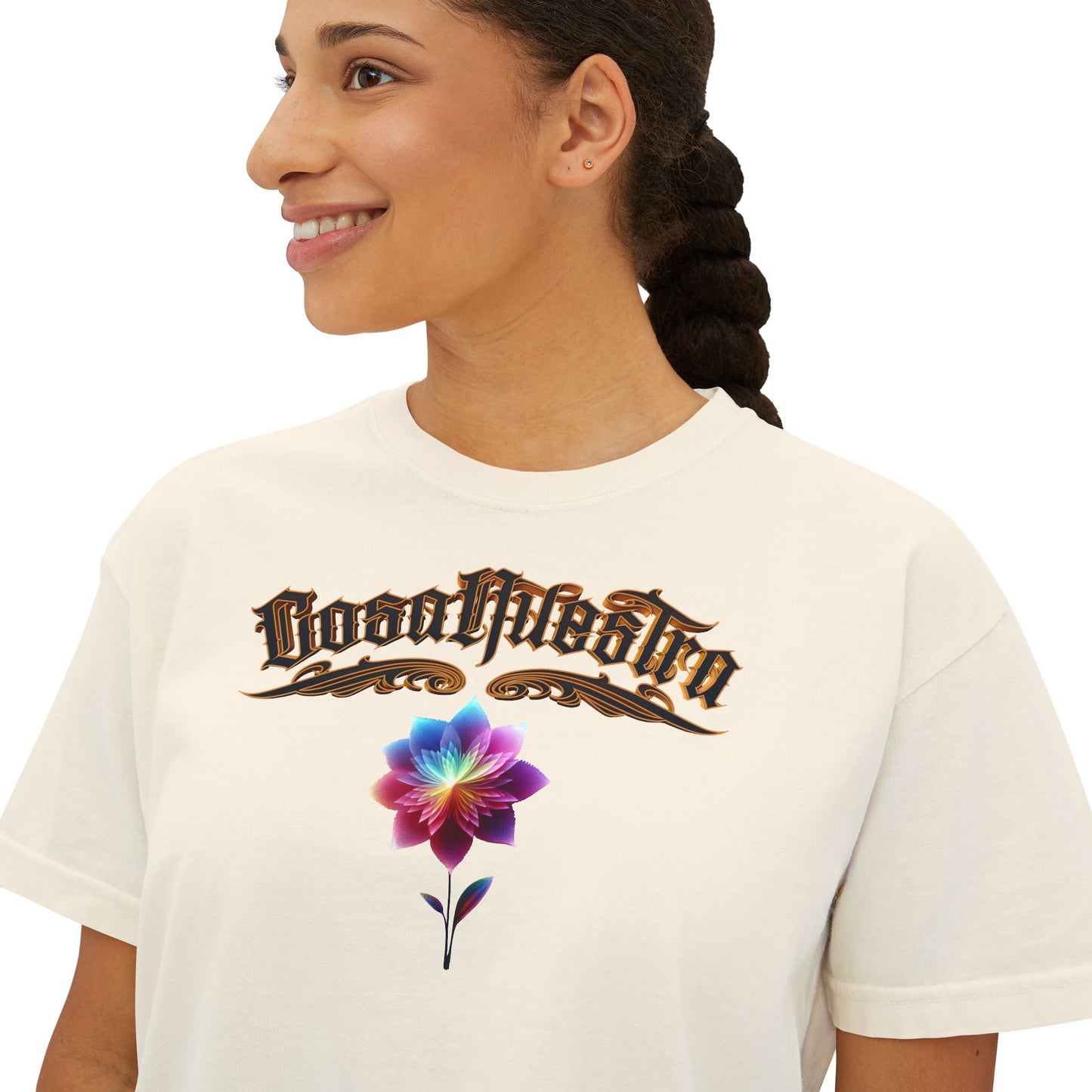 Cosa Nuestra Women's Boxy Tee, Casual Top, Summer Shirt, Graphic Tee, Gift for Her, Festival Clothes, Relaxed Fit Tee
