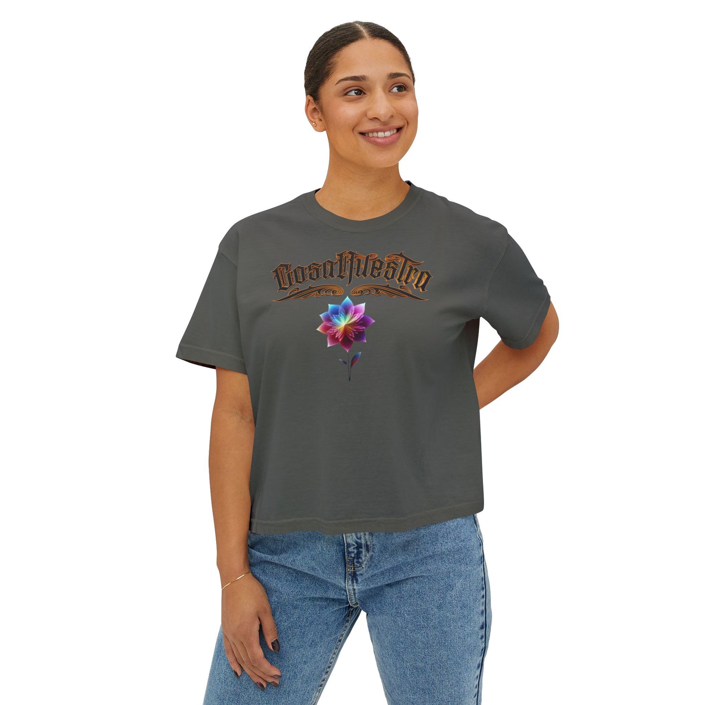 Cosa Nuestra Women's Boxy Tee, Casual Top, Summer Shirt, Graphic Tee, Gift for Her, Festival Clothes, Relaxed Fit Tee