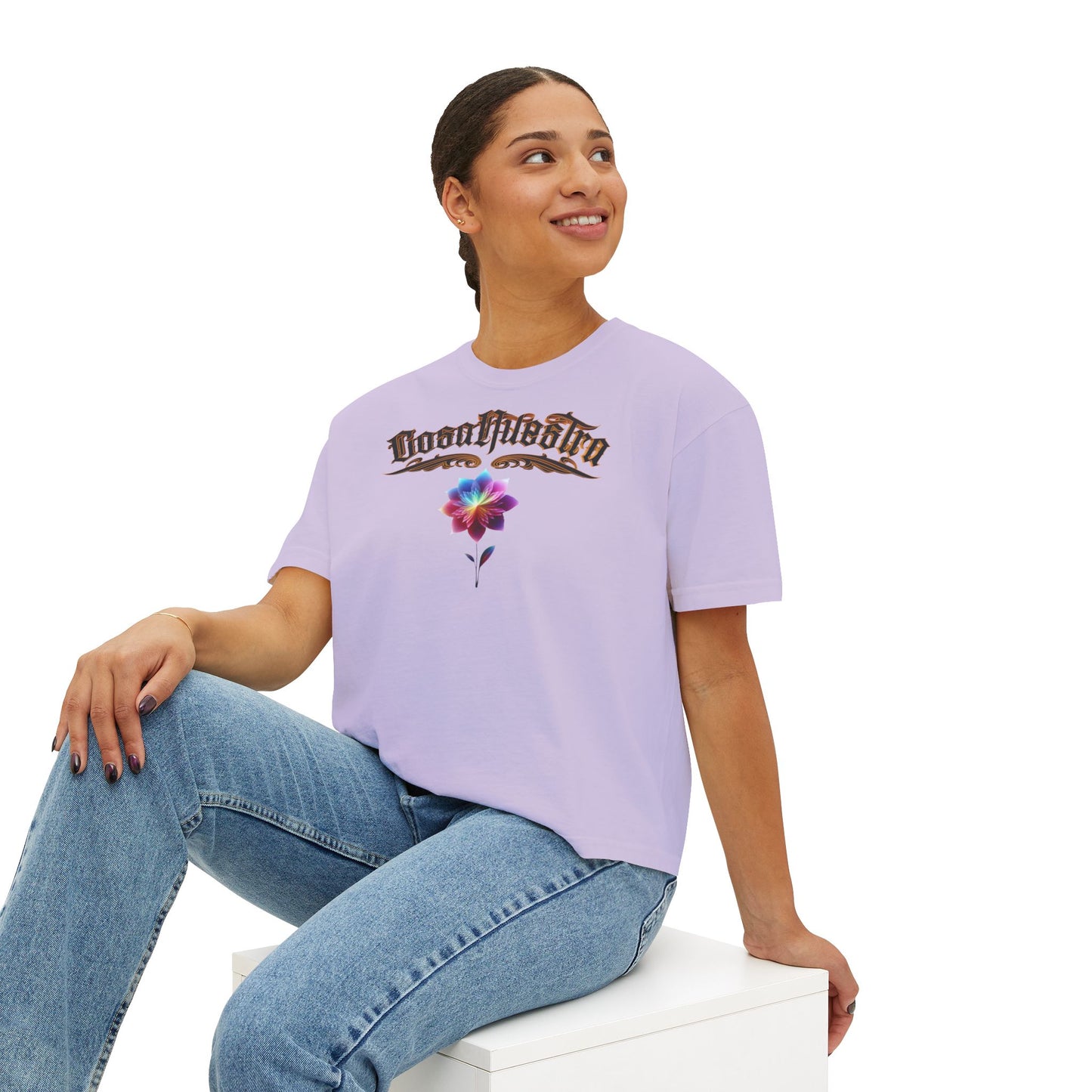 Cosa Nuestra Women's Boxy Tee, Casual Top, Summer Shirt, Graphic Tee, Gift for Her, Festival Clothes, Relaxed Fit Tee