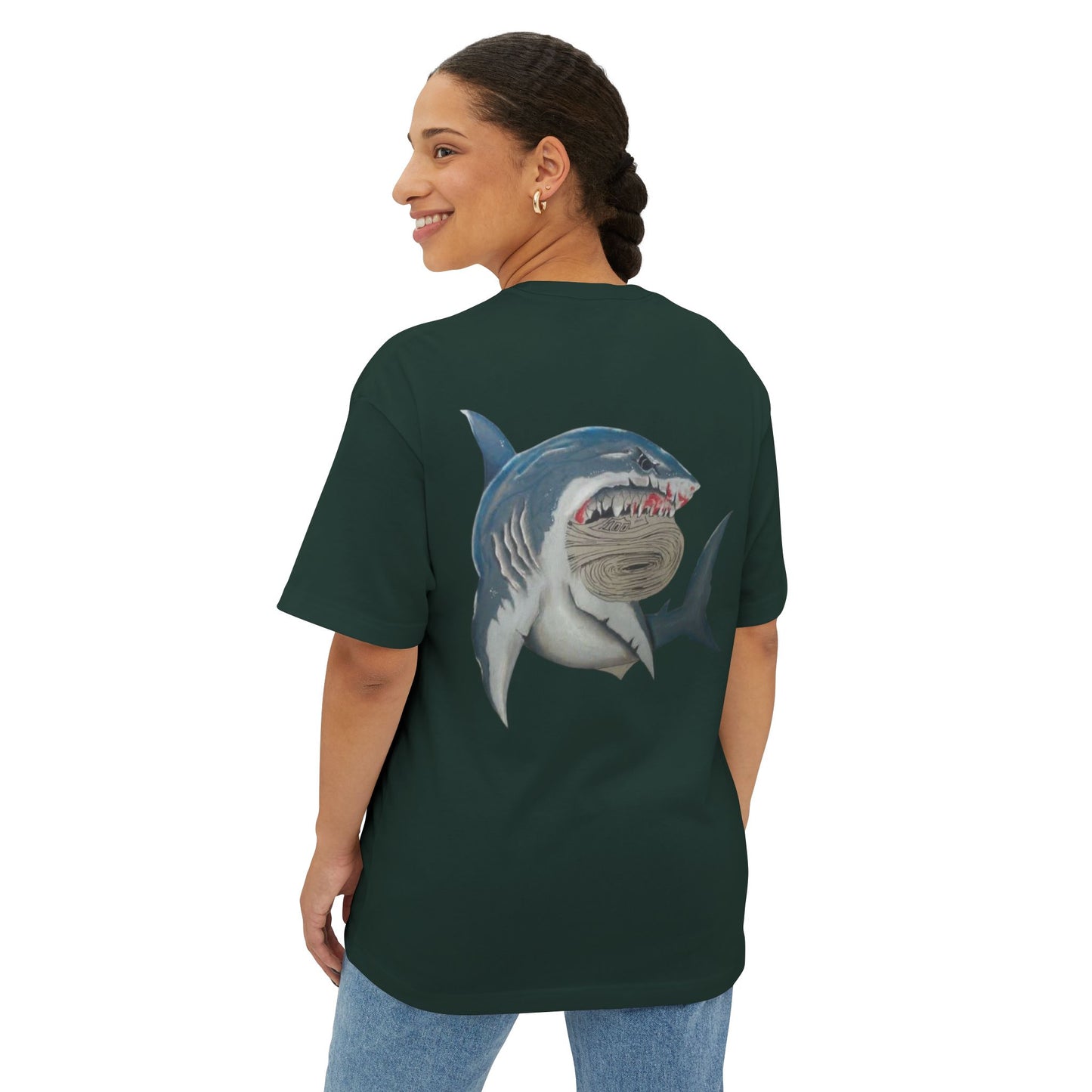 Cosa Nuestra Shark Unisex Oversized Tee, Funny Beach Shirt, Graphic Summer Top, Trendy Casual Wear, Perfect Gift for Ocean Lovers