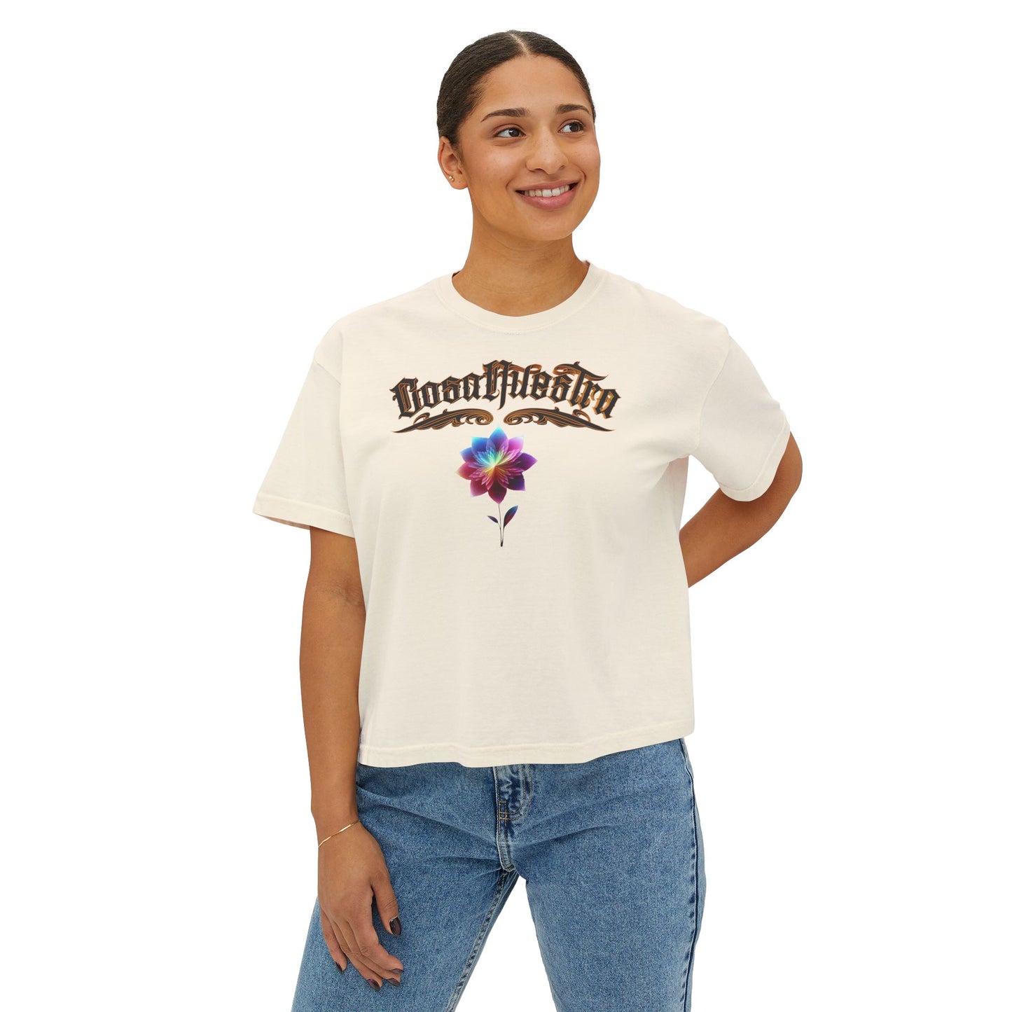 Cosa Nuestra Women's Boxy Tee, Casual Top, Summer Shirt, Graphic Tee, Gift for Her, Festival Clothes, Relaxed Fit Tee