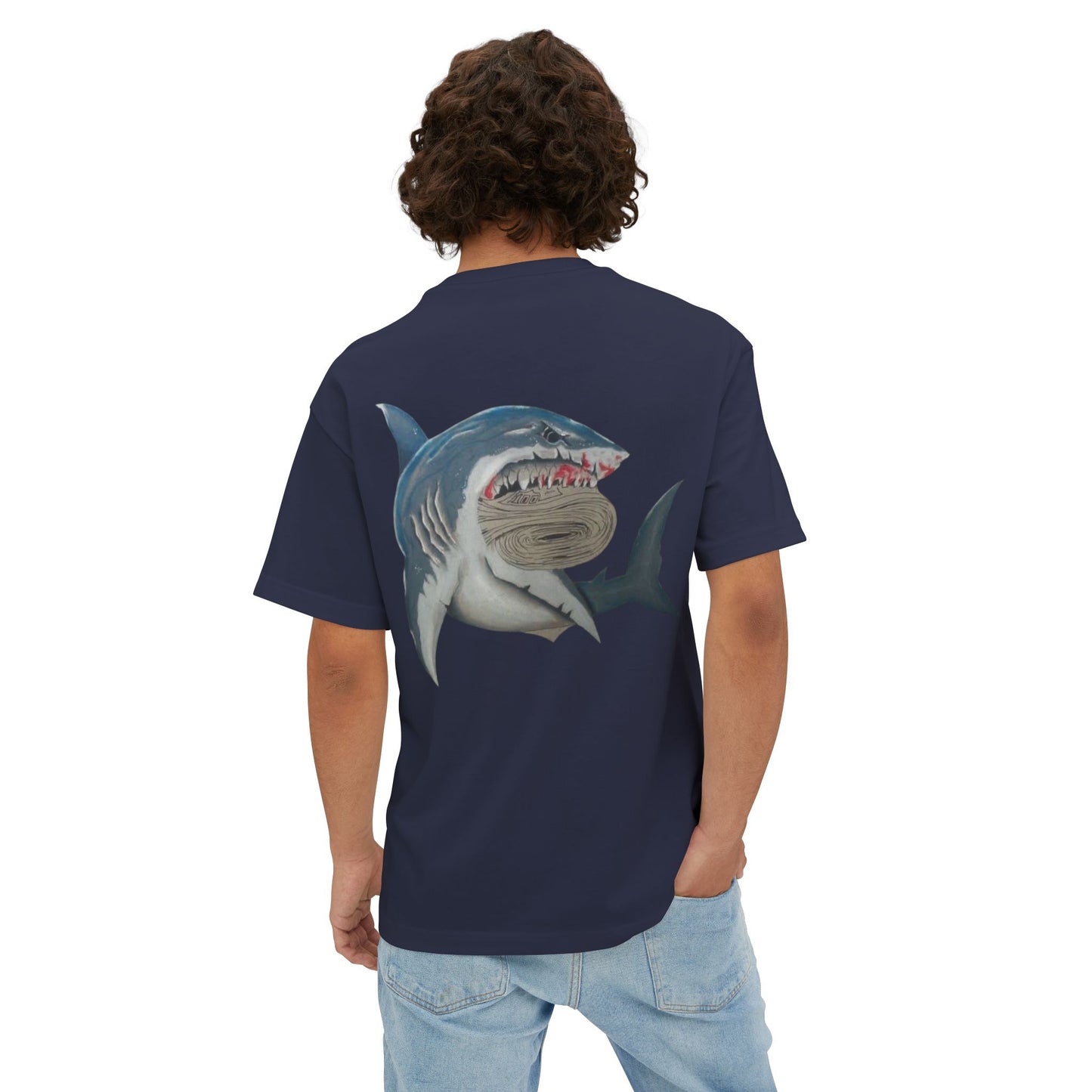 Cosa Nuestra Shark Unisex Oversized Tee, Funny Beach Shirt, Graphic Summer Top, Trendy Casual Wear, Perfect Gift for Ocean Lovers