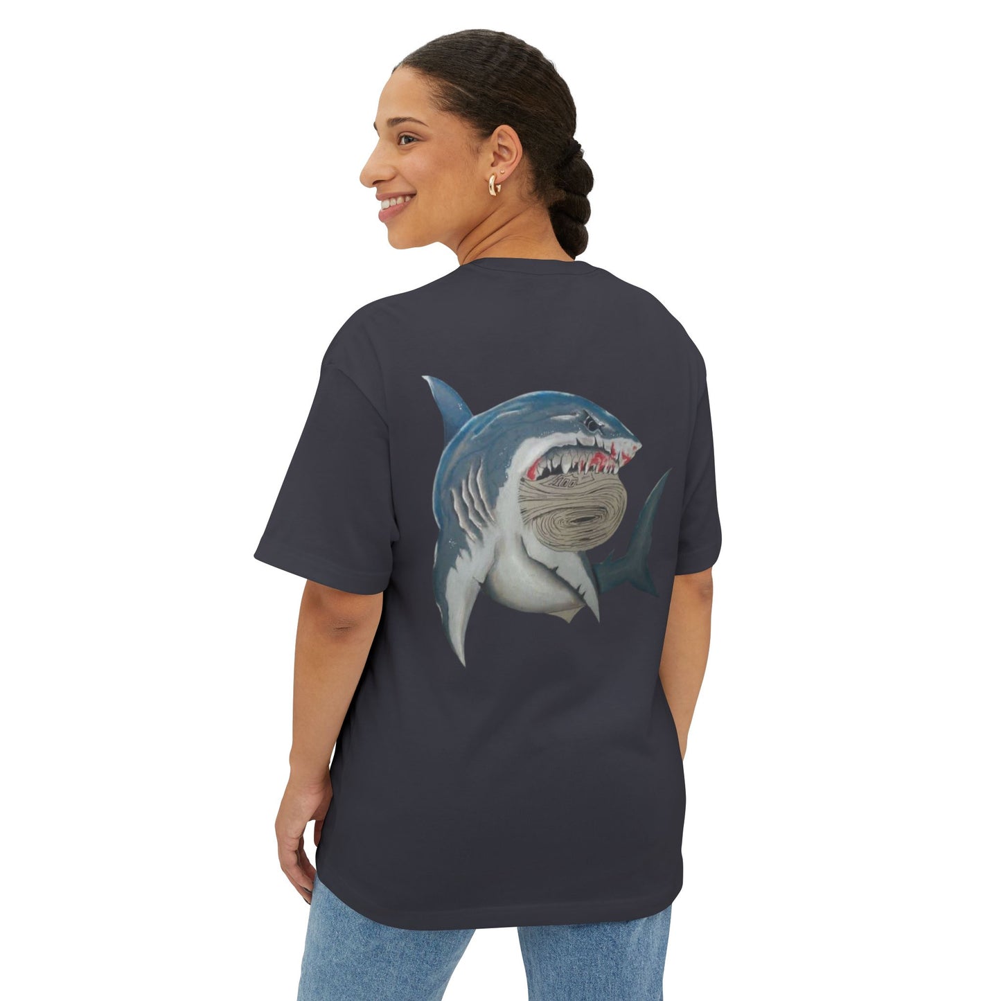 Cosa Nuestra Shark Unisex Oversized Tee, Funny Beach Shirt, Graphic Summer Top, Trendy Casual Wear, Perfect Gift for Ocean Lovers
