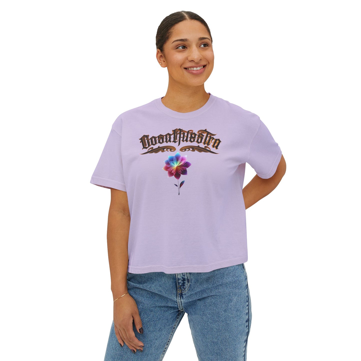Cosa Nuestra Women's Boxy Tee, Casual Top, Summer Shirt, Graphic Tee, Gift for Her, Festival Clothes, Relaxed Fit Tee