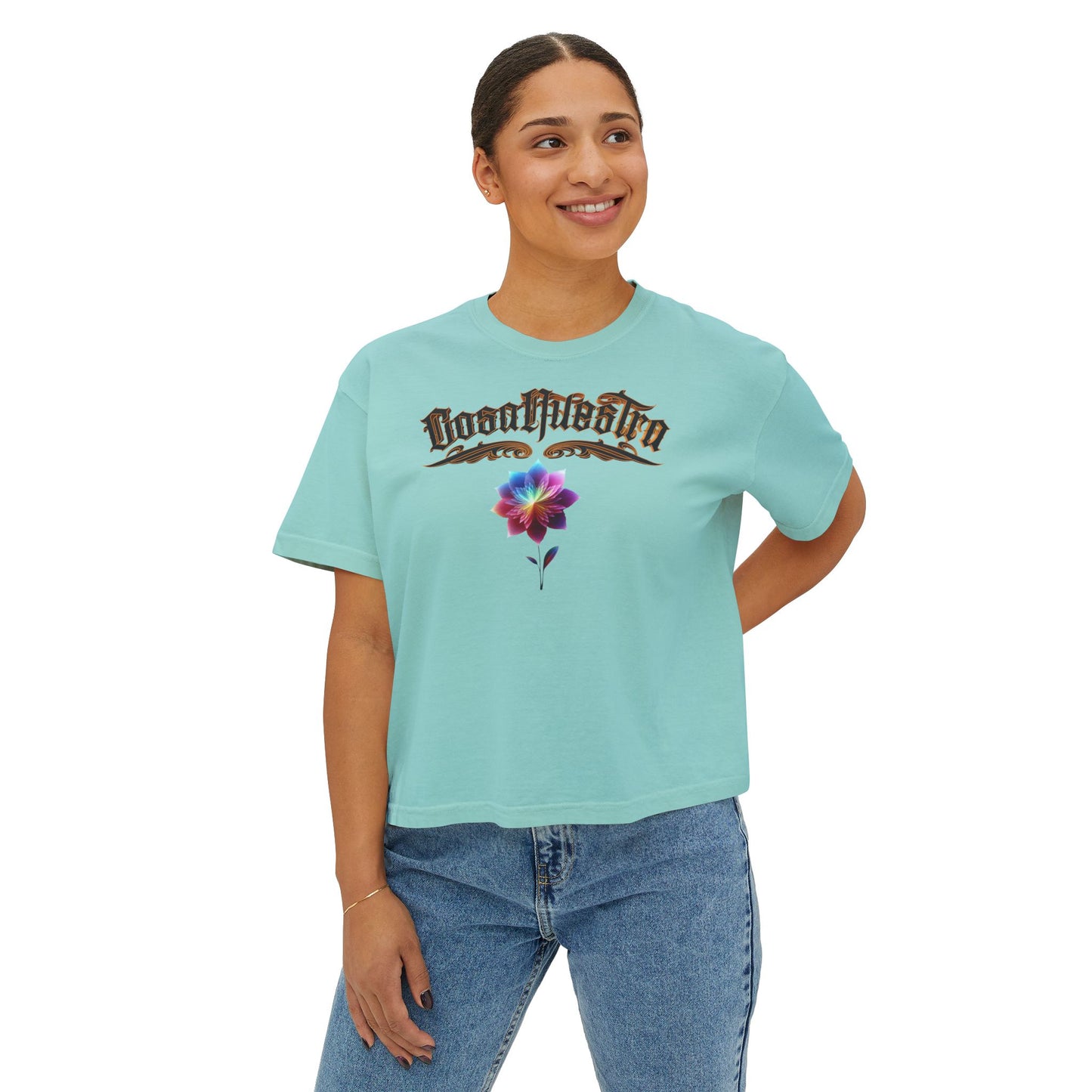 Cosa Nuestra Women's Boxy Tee, Casual Top, Summer Shirt, Graphic Tee, Gift for Her, Festival Clothes, Relaxed Fit Tee