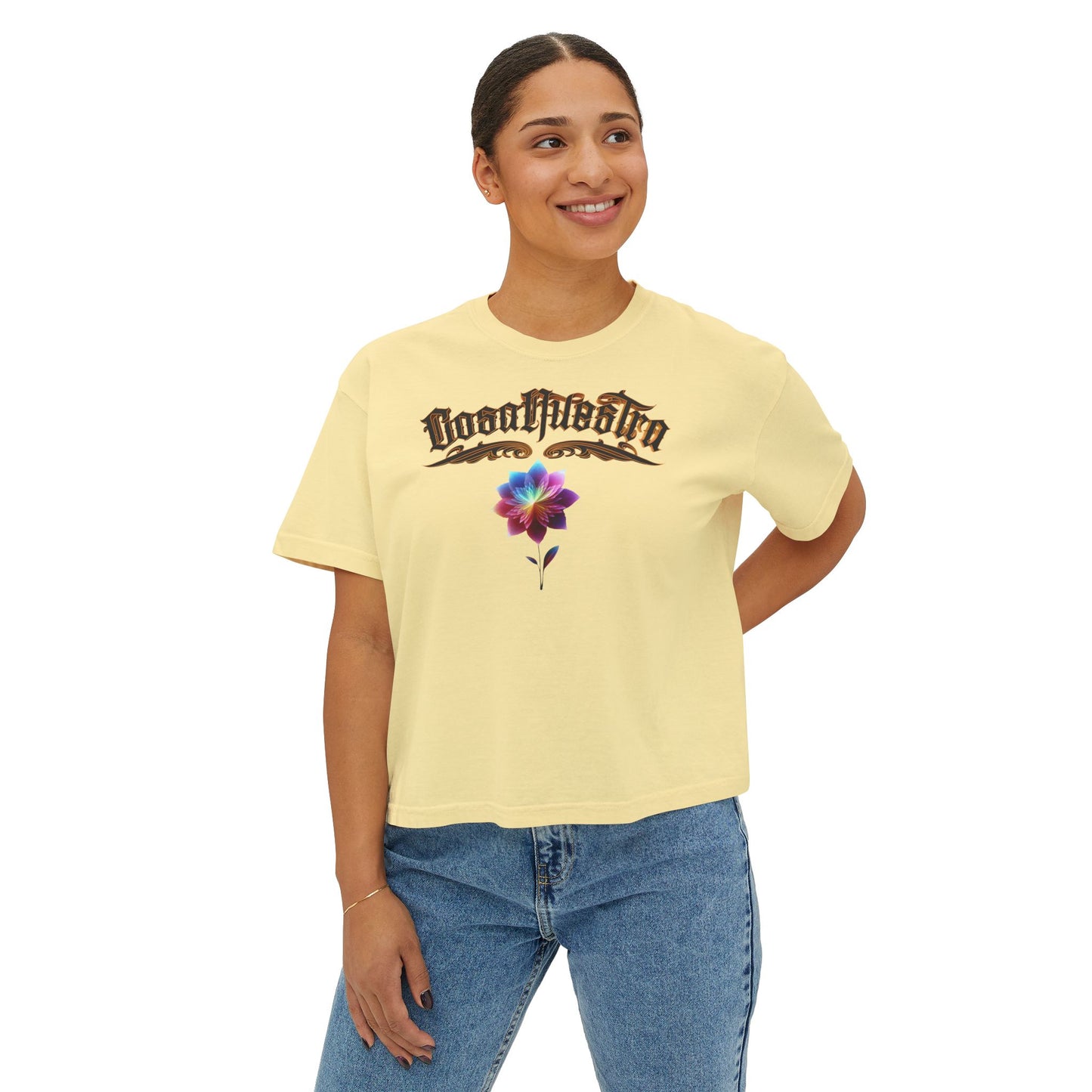 Cosa Nuestra Women's Boxy Tee, Casual Top, Summer Shirt, Graphic Tee, Gift for Her, Festival Clothes, Relaxed Fit Tee