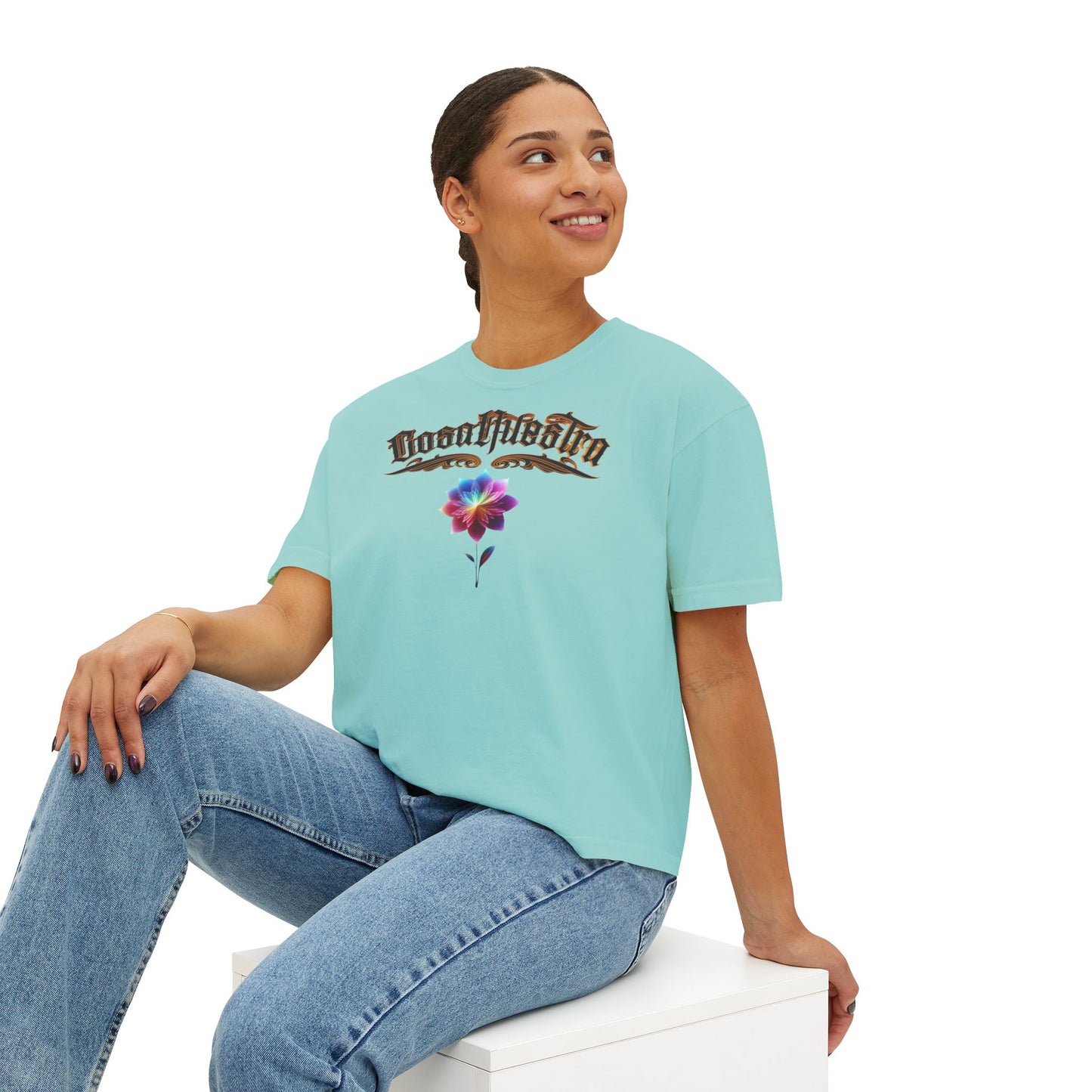 Cosa Nuestra Women's Boxy Tee, Casual Top, Summer Shirt, Graphic Tee, Gift for Her, Festival Clothes, Relaxed Fit Tee